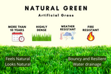 Natural Green Artificial grass: 40mm High density