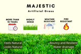 Majestic Green Artificial grass: 40mm High density